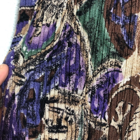 Petite Sophisticate Purple and Brown Floral Midi Dress Crew neck and zipper back - Picture 4 of 13